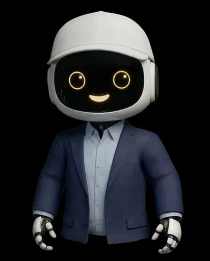  Mazaya Integrated Solutions robot wearing a suit and a white cap with a friendly smiling expression