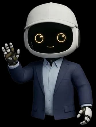 Mazaya Integrated Solutions robot wearing a suit and a white cap, waving hand in greeting