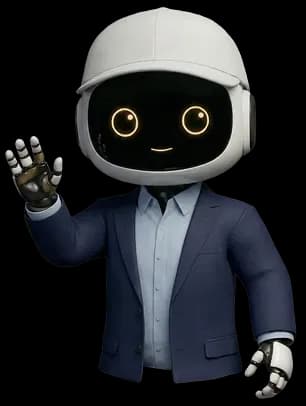 Mazaya Integrated Solutions robot - the intelligent assistant in a business suit, waving