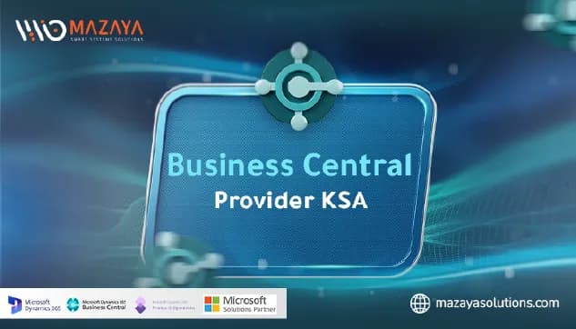 Promotional banner for Microsoft Dynamics 365 Business Central provider services in Saudi Arabia - Mazaya Company
